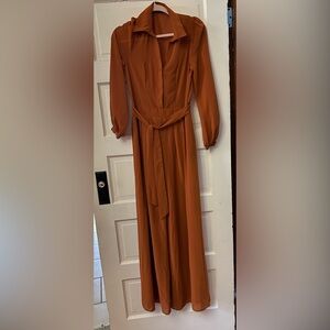 Fashion Nova Terracotta Long Sleeve jumpsuit